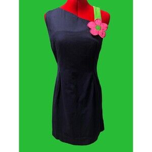 Lilly Pulitzer Women’s Vintage Blue Flower Dress With Pocket Size 4